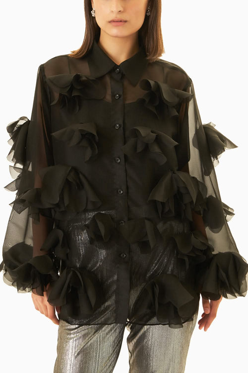 Black Camelliea Charm Top