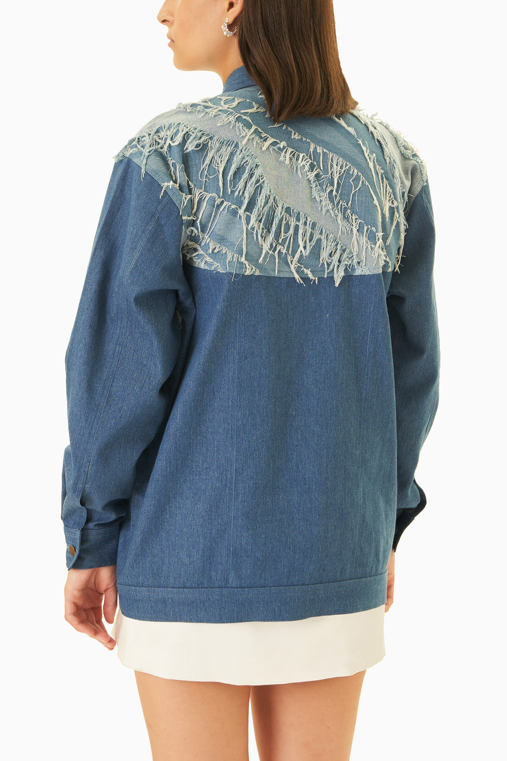 True Blue Distressed Shacket