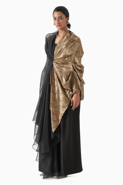 Echo Draped Cape With Flare Pants