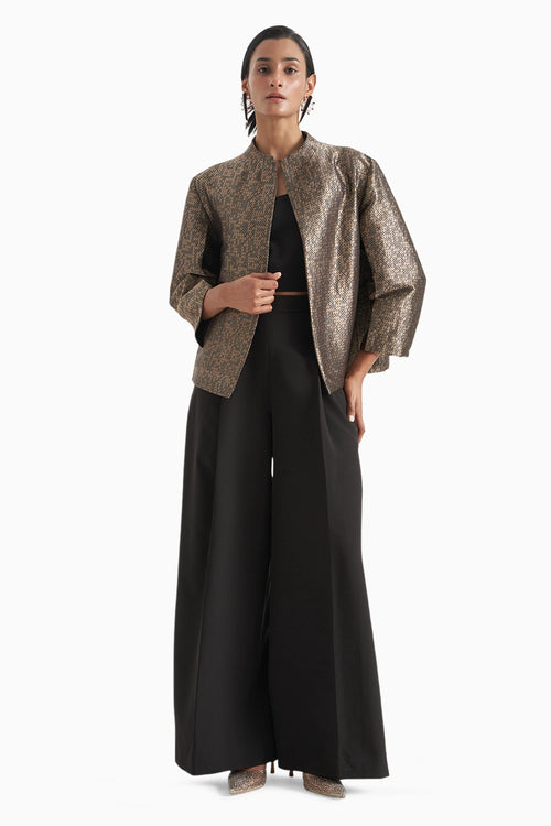 Eyelet Oversized Banarsi Jacket Set