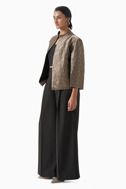 Eyelet Oversized Banarsi Jacket Set