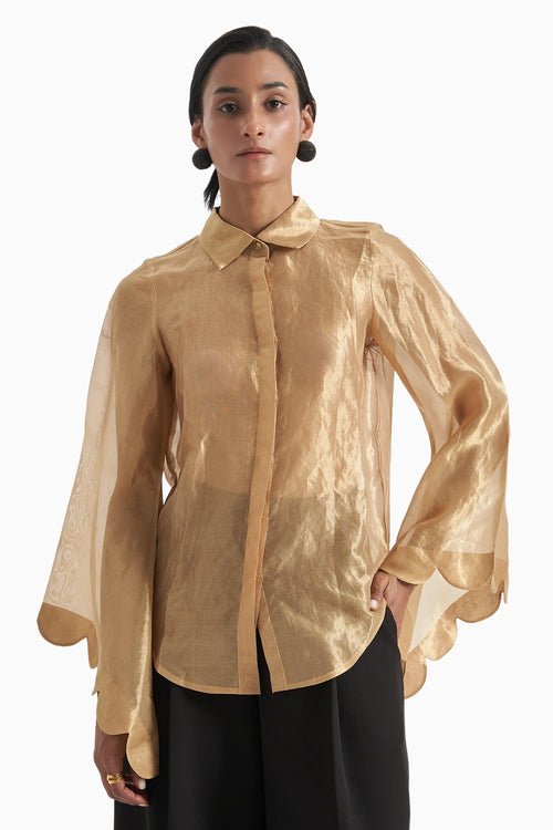 Blur Tissue Scallop Shirt