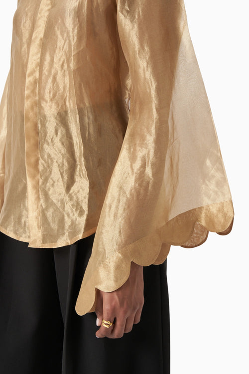 Blur Tissue Scallop Shirt with Pants