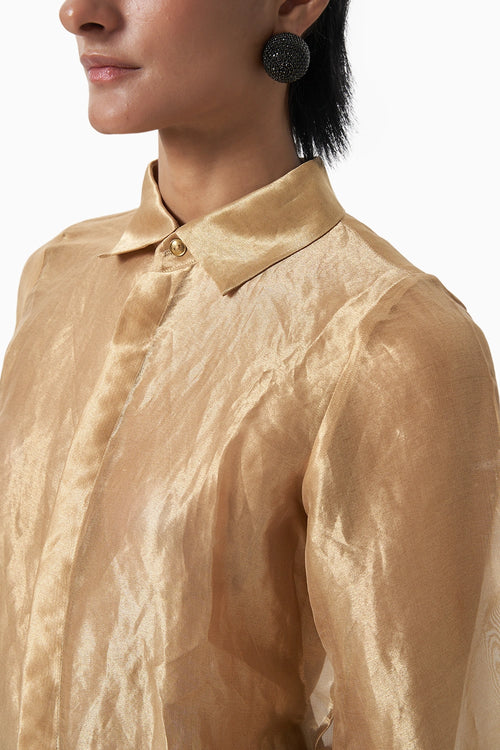 Blur Tissue Scallop Shirt with Pants