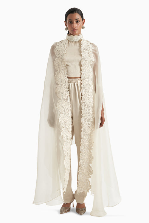 Saba Textured Pant Cape Set