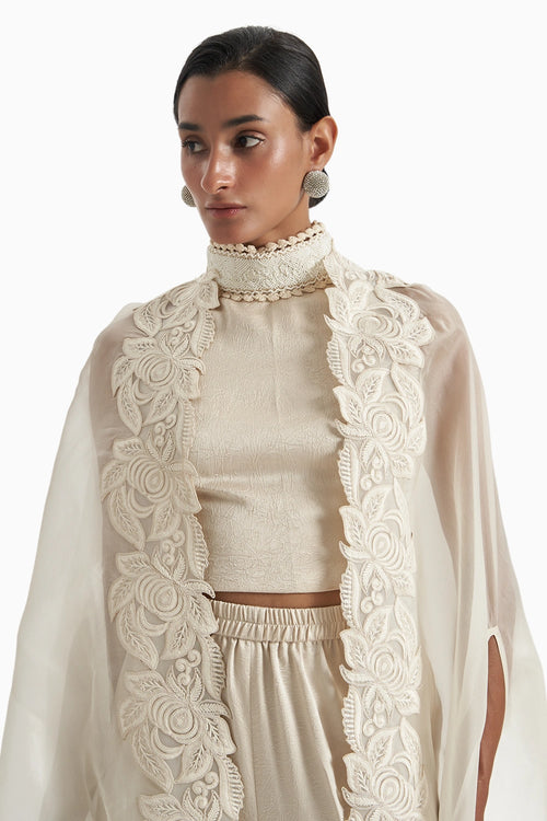 Saba Textured Pant Cape Set