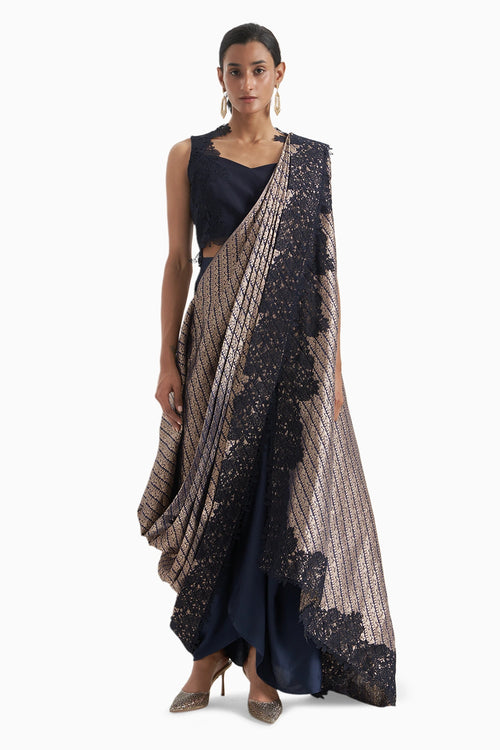 Yeoubi Banarasi Jacket Style Pre- Draped Saree