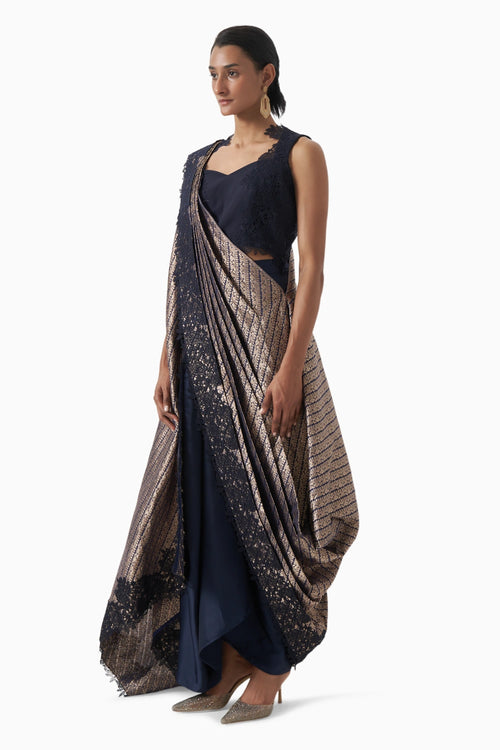 Yeoubi Banarasi Jacket Style Pre- Draped Saree