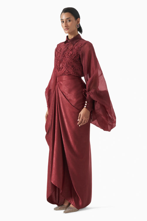 Red Organza Bag Sleeves Set