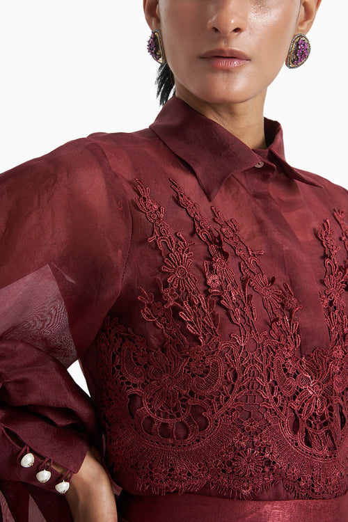 Red Organza Bag Sleeves Set