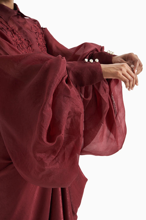 Red Organza Bag Sleeves Set