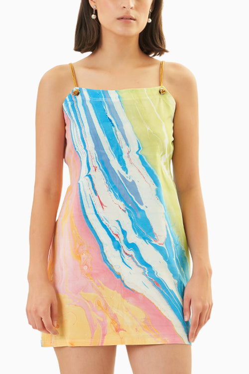 Candy floss Layer Cuff Jacket and Satin Slip Dress