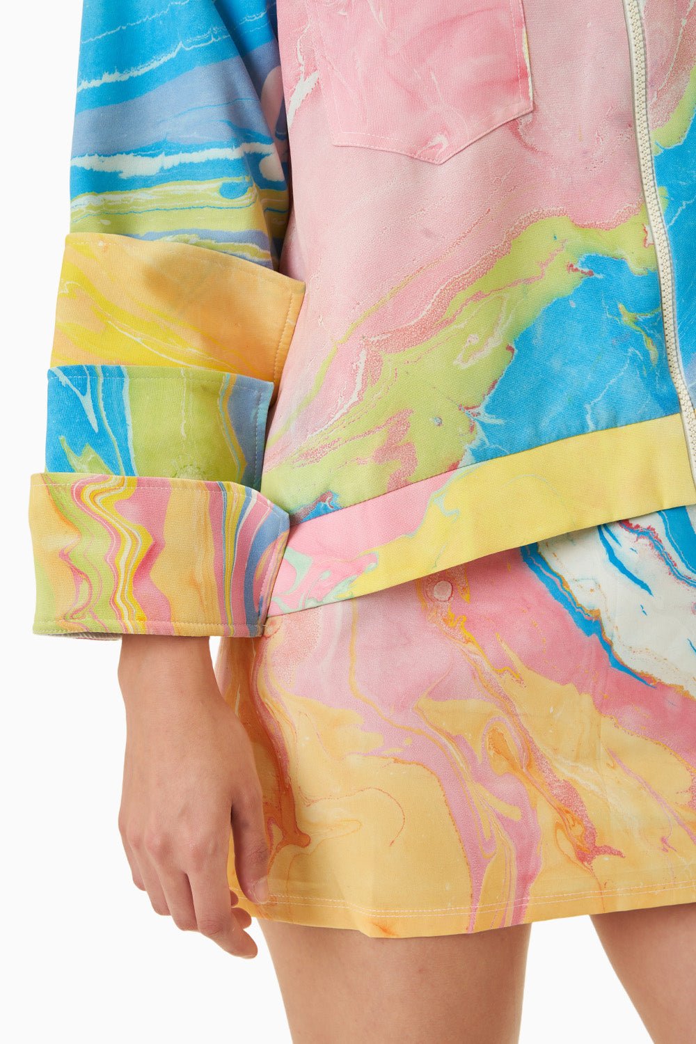 Candyfloss Layer Cuff Jacket and Satin Slip Dress