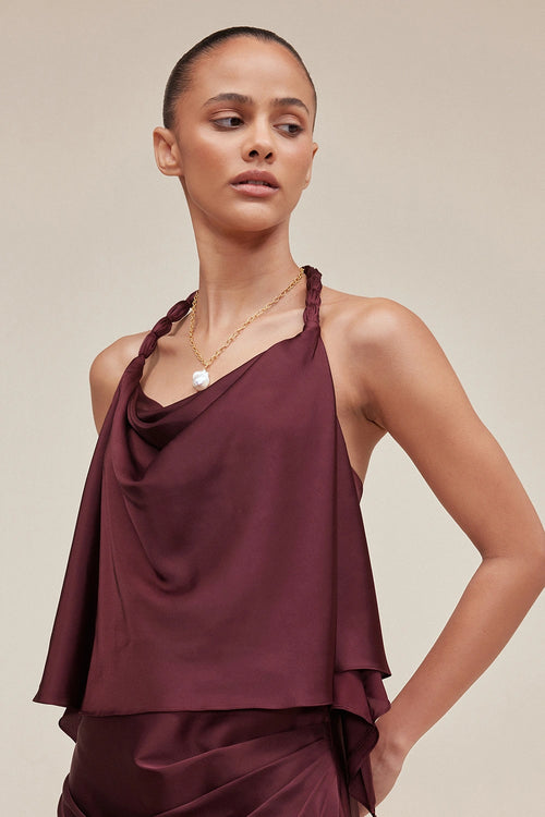 Whisper Satin Top and Moonfall Drape Skirt