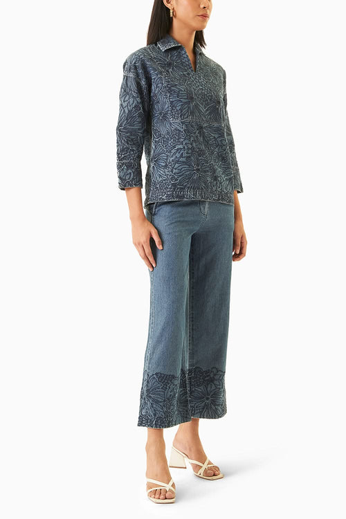 Embroidered Denim Set