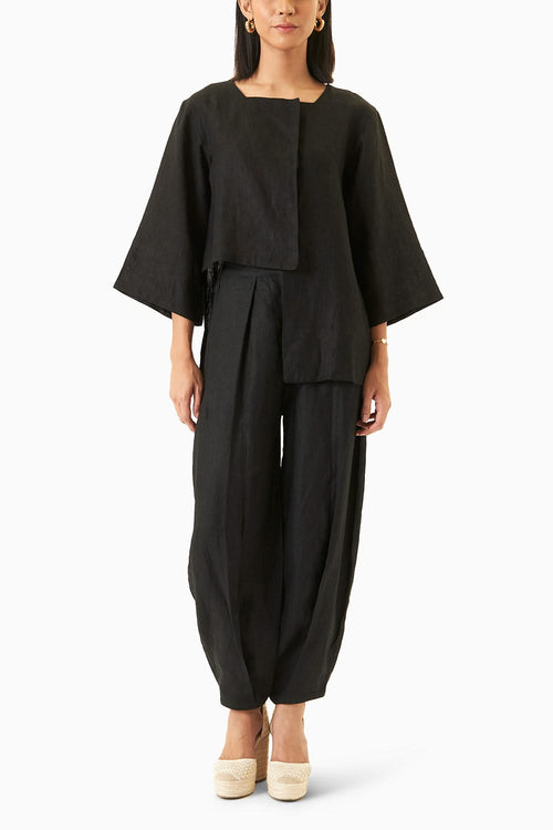 Uneven Hem Linen Set
