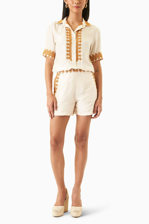 Embroidered Shorts Set
