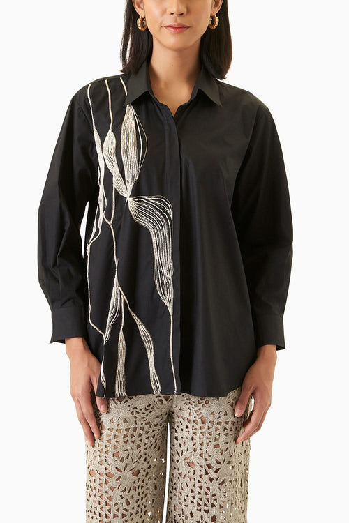 Black One Side Work Shirt
