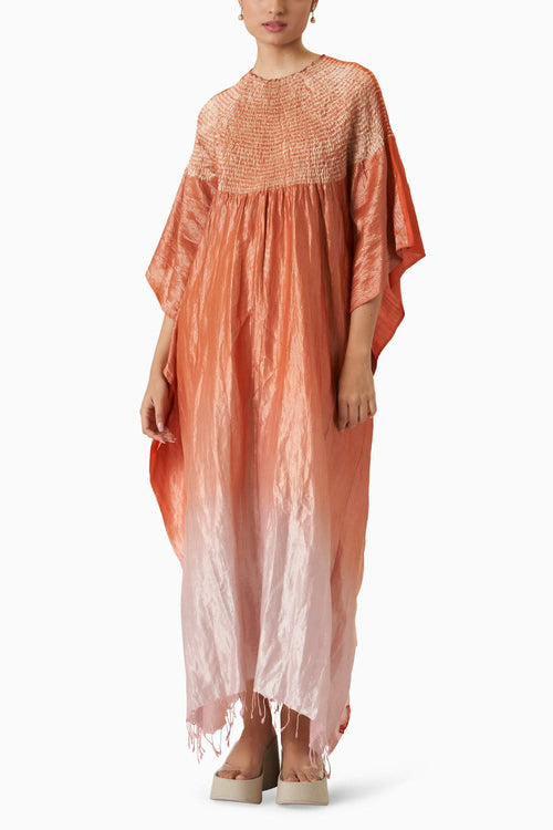 Sector Kaftan - Metallic Rust and Powder Pink Ombre