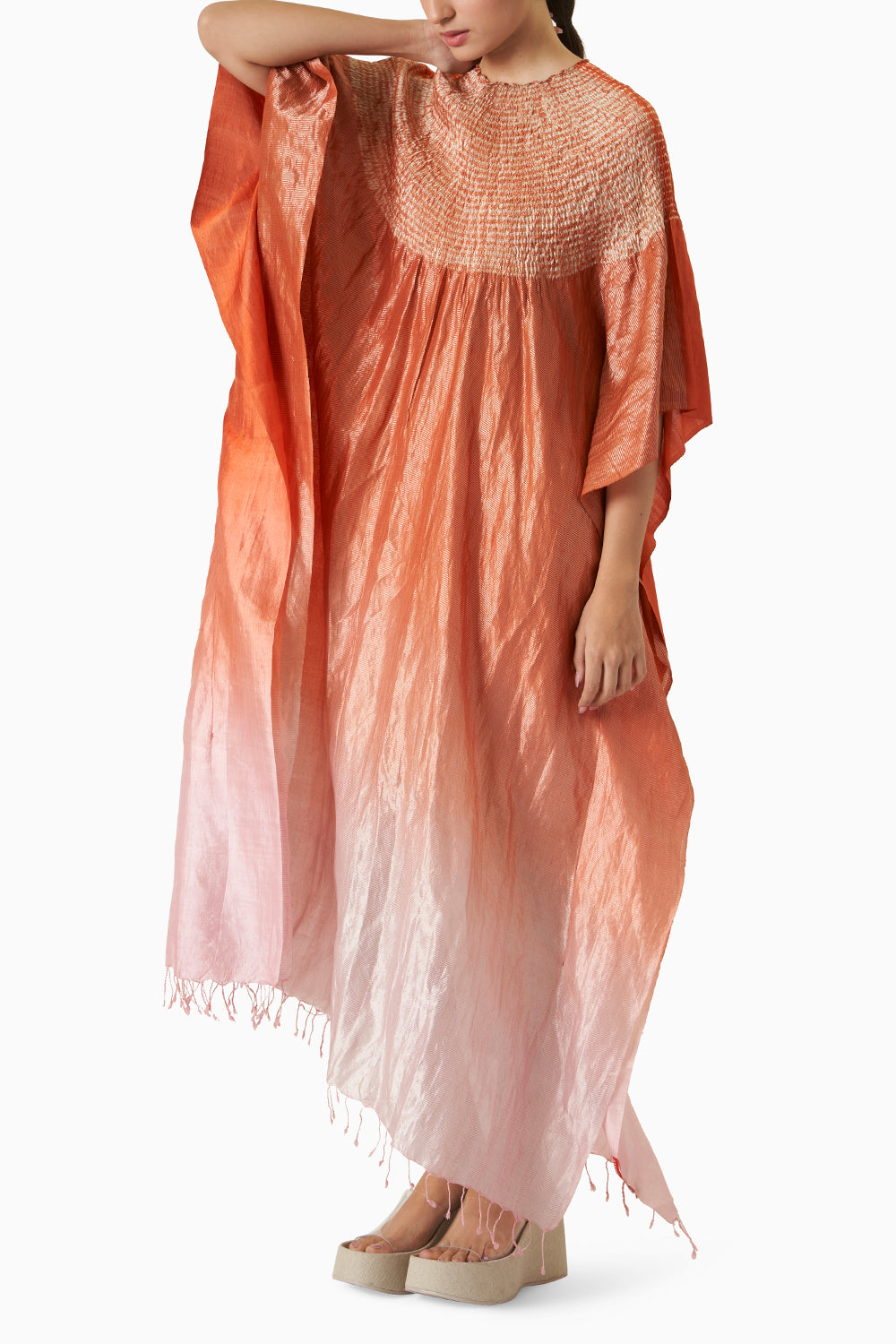 Sector Kaftan - Metallic Rust and Powder Pink Ombre