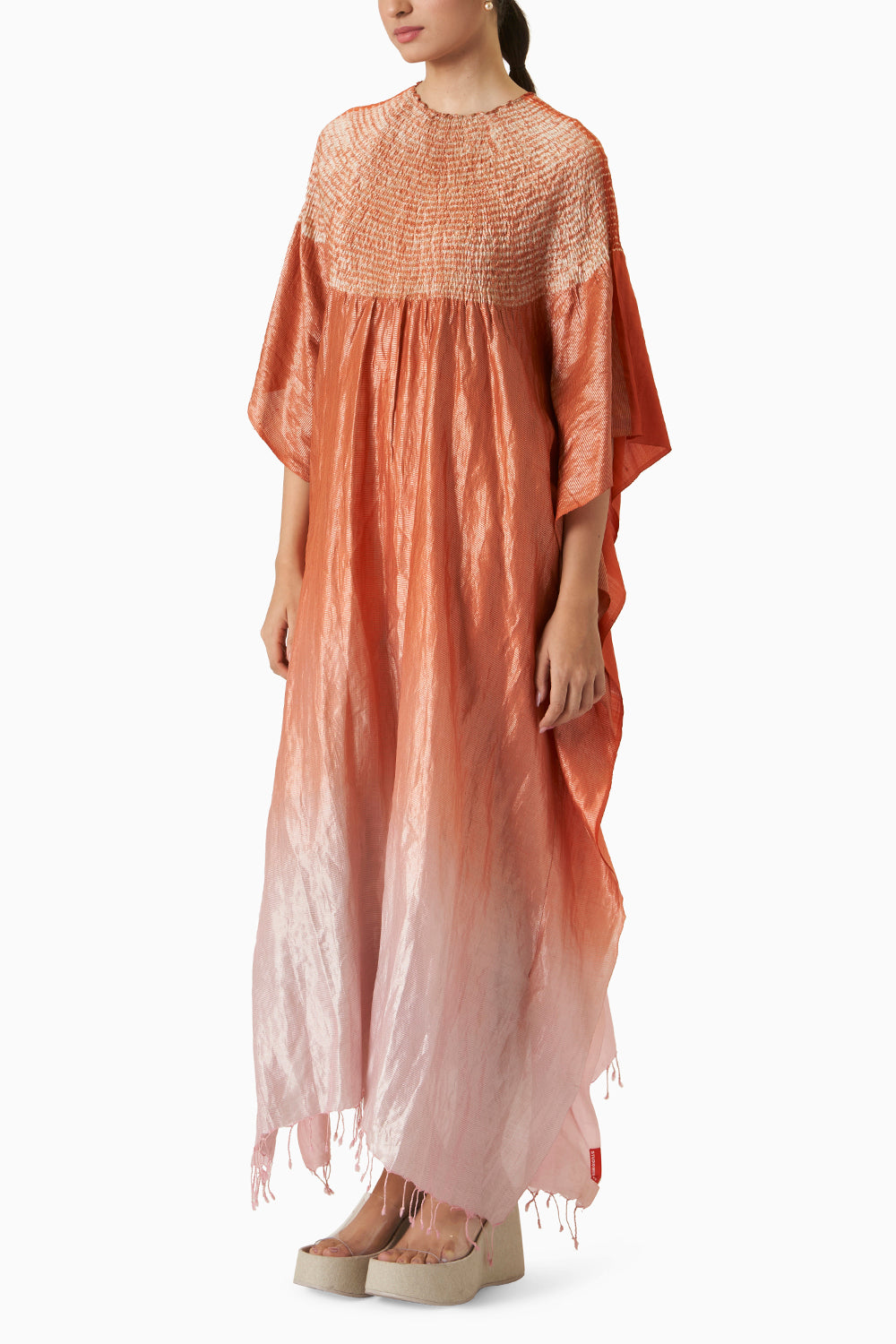 Sector Kaftan - Metallic Rust and Powder Pink Ombre