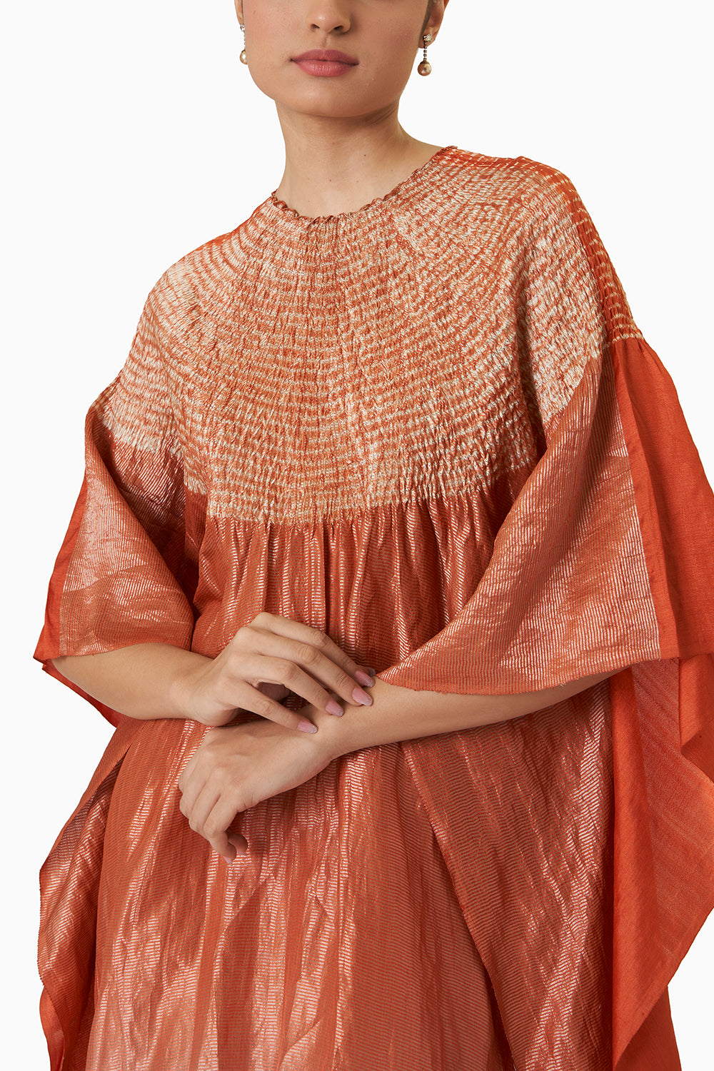 Sector Kaftan - Metallic Rust and Powder Pink Ombre