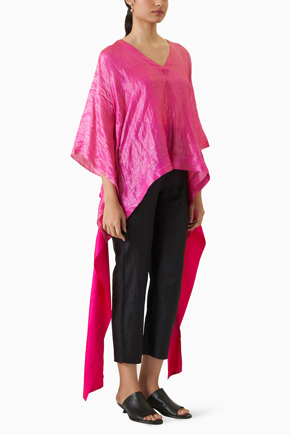 Metallic Kaftan Blouse - Fuchsia