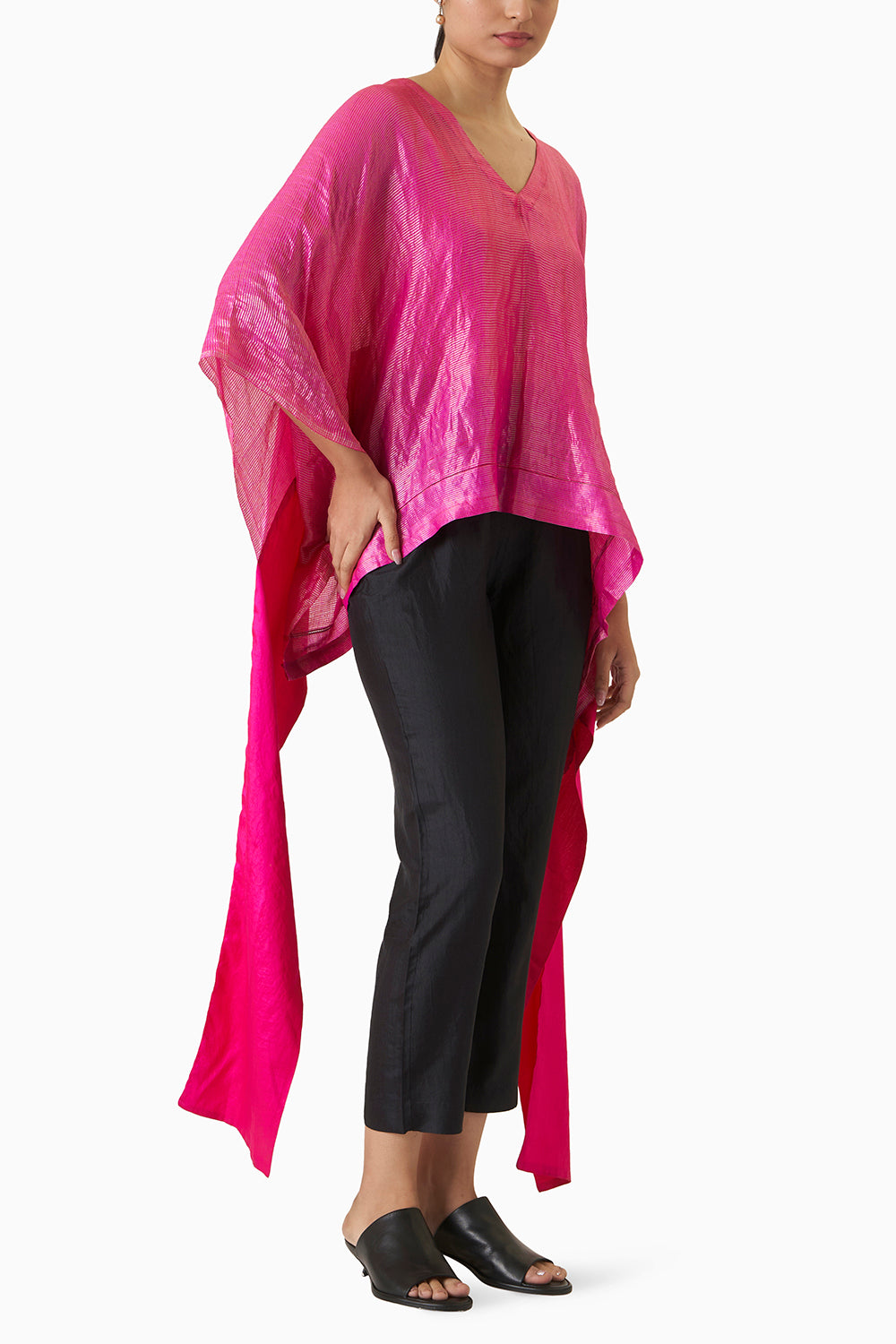 Metallic Kaftan Blouse - Fuchsia