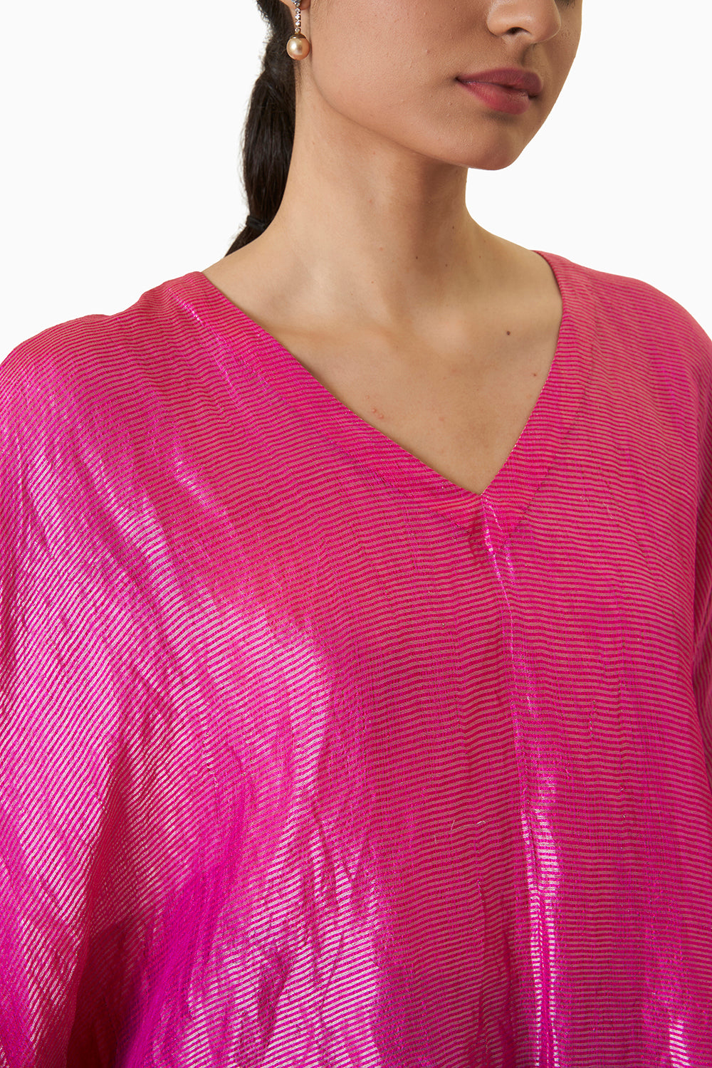 Metallic Kaftan Blouse - Fuchsia