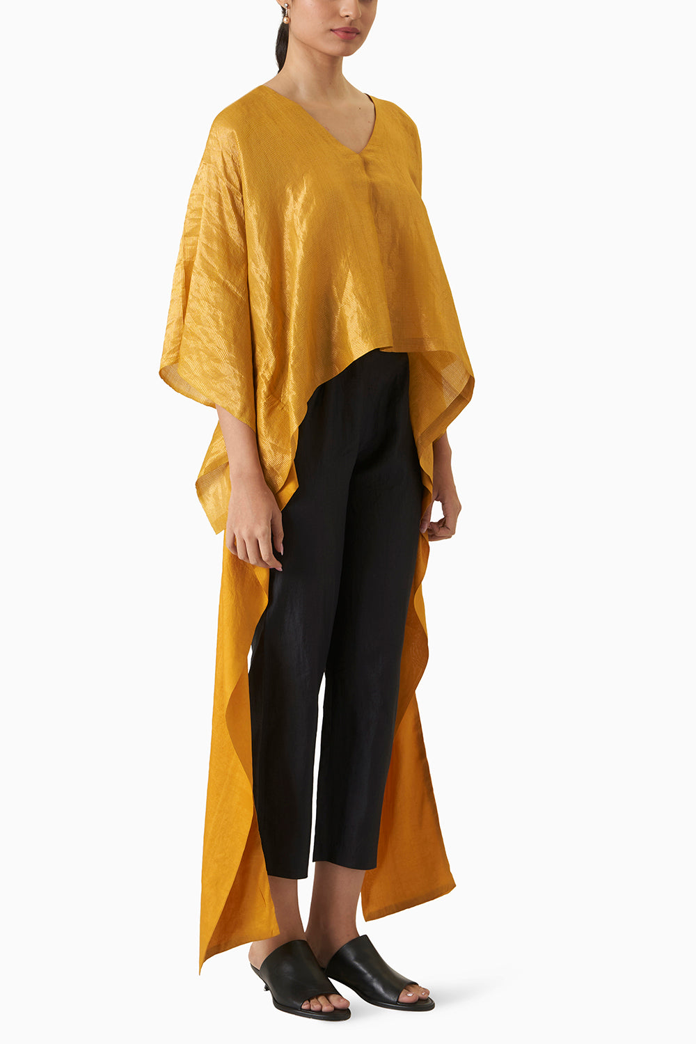 Metallic Kaftan Blouse - Mustard