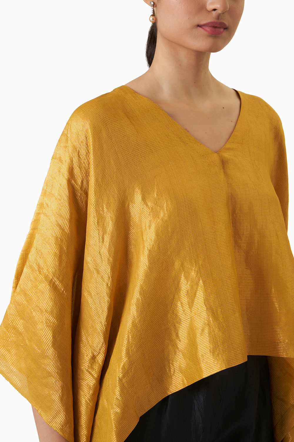 Metallic Kaftan Blouse - Mustard