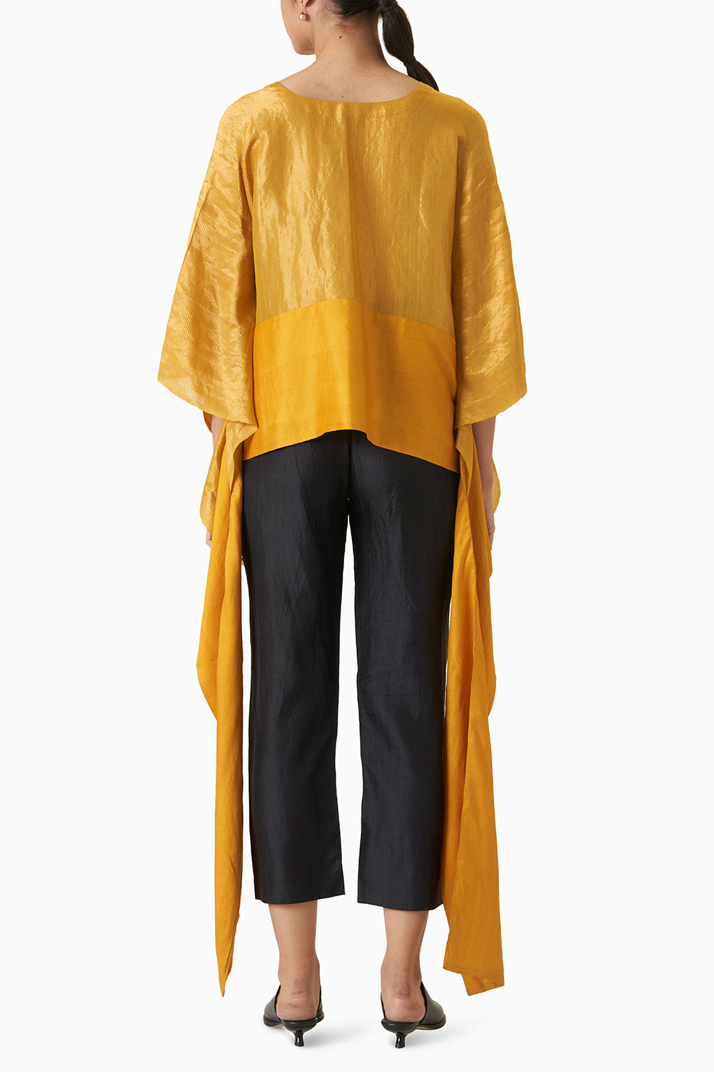 Metallic Kaftan Blouse - Mustard