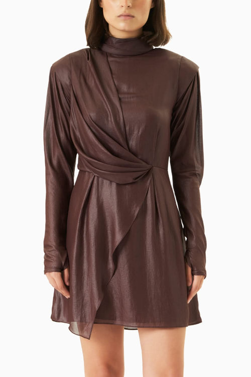 Mahogany Chiffon Draped Dress