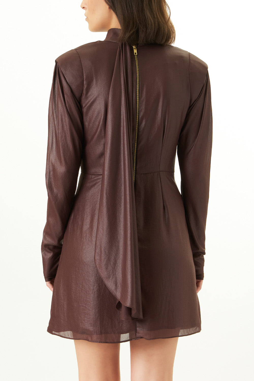 Mahogany Chiffon Draped Dress