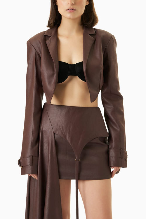 Humans of Essé Mahogany Cropped Blazer