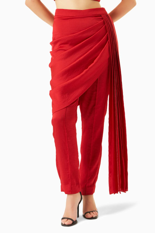 Red Draped Pants