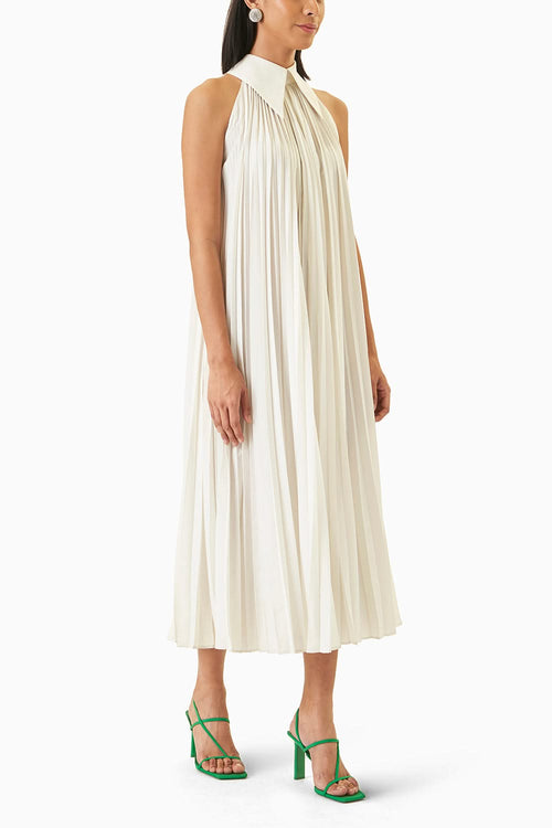 Ivory Pleated Dress