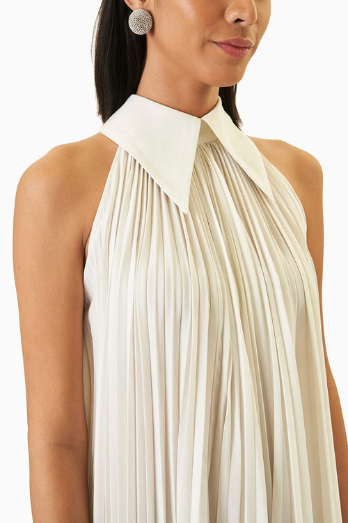 Ivory Pleated Dress