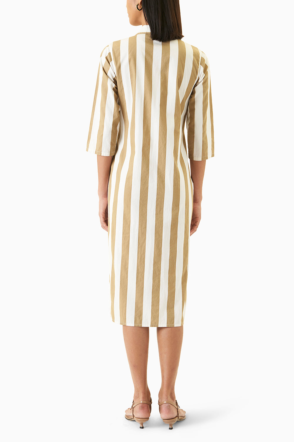 Side Tie Striped Shirt Dress