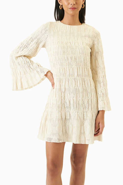 Allover Ruched Lace Dress