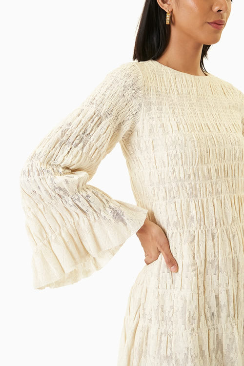 Allover Ruched Lace Dress