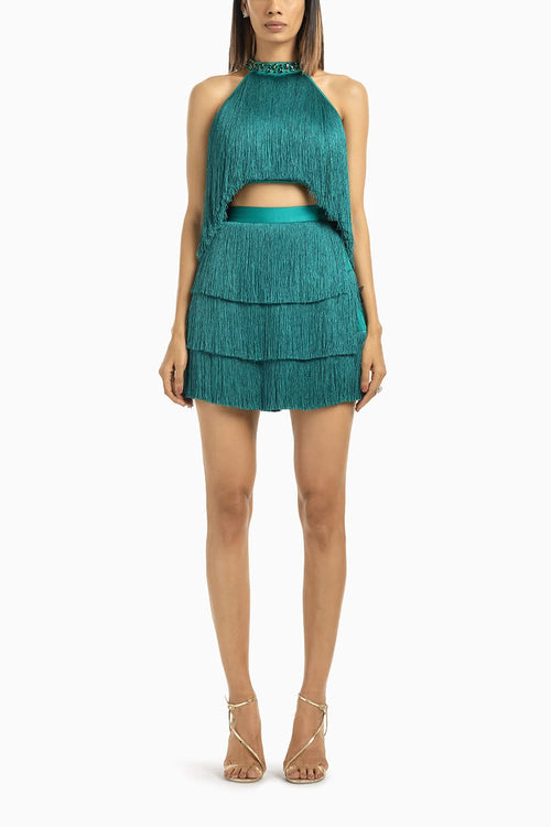 Green Fringe Skirt