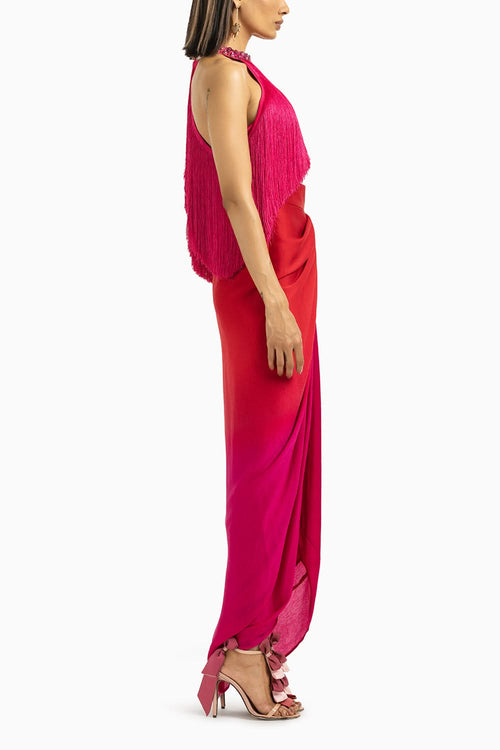 Fuchsia Jewelled Halter Top
