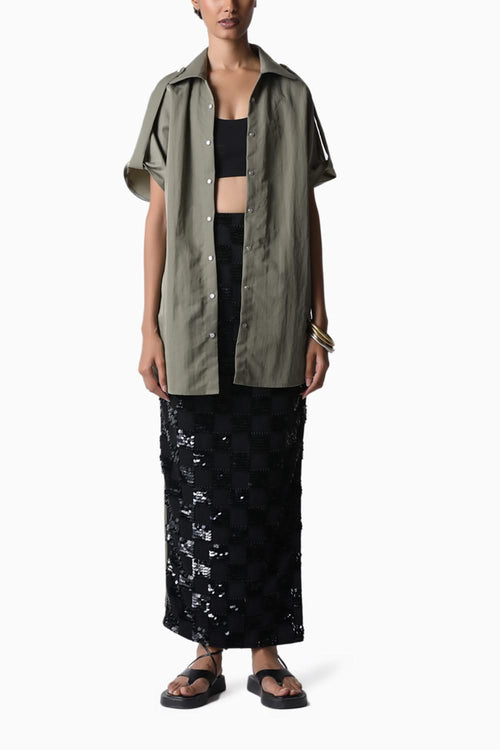 Olive Sleeveless Taff Shirt