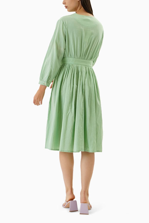 Green Floral Midi Dress