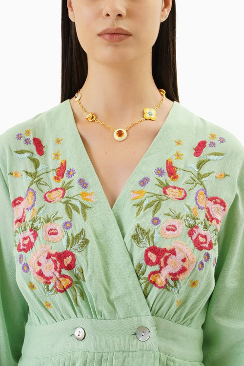 Green Floral Midi Dress