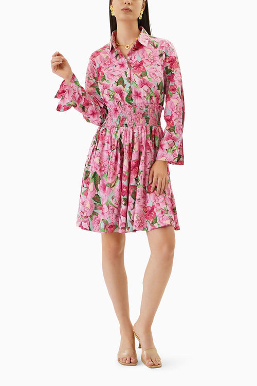 Floral Sheered Waistline Dress