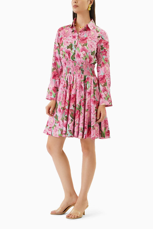 Floral Sheered Waistline Dress