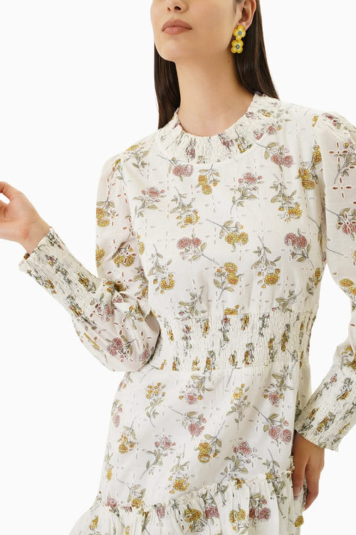 Dainty Broderie Asymmetrical Dress
