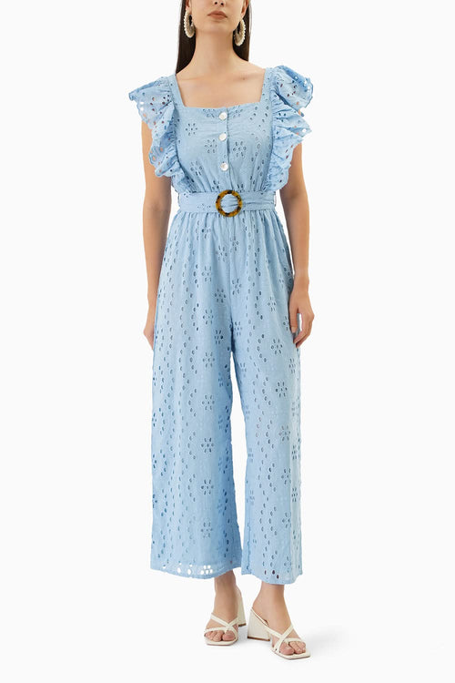 Blue Broderie Jumpsuit